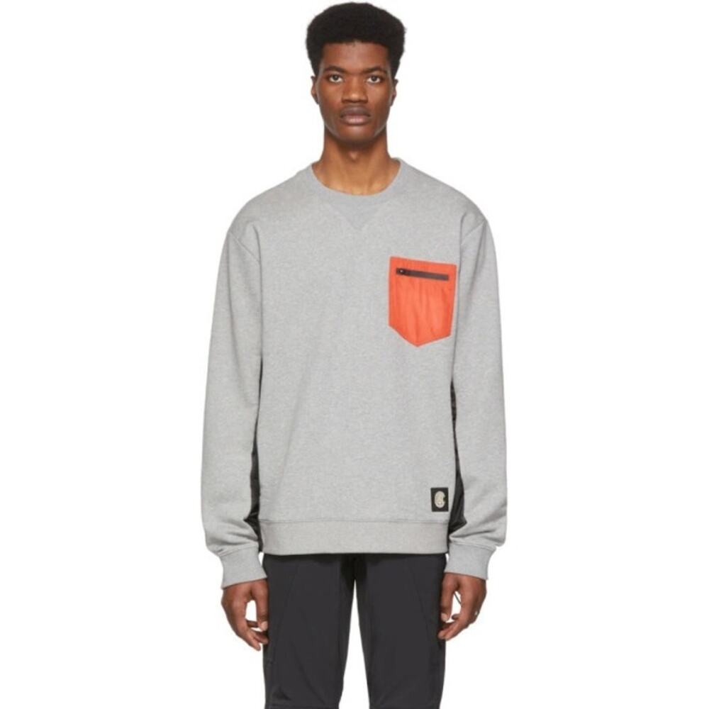 Coach Nylon Pocket Crew Sweater‎ Grey Orange Men’s Size XXL